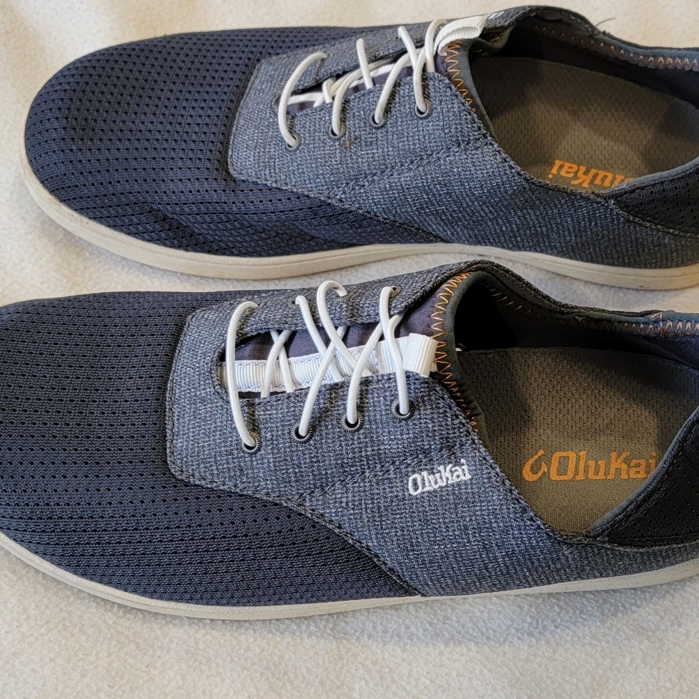 OluKai Nohea Moku Navy Blue Low Top Lace Up Sneakers Men's 9M Slip On